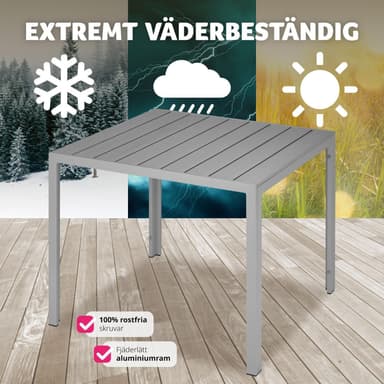 tectake Trädgårdsbord i aluminium Maren höjdjusterbara fötter 90x90x74,5cm - silver