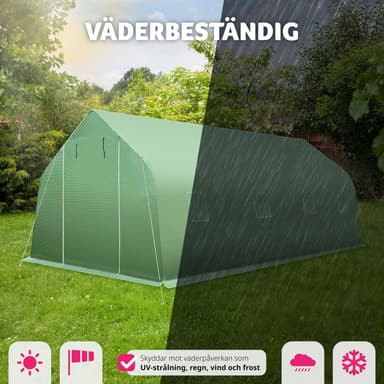 tectake Plastväxthus tält med 8 fönster 600x300x205cm - grön