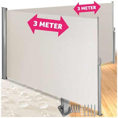 tectake Sidomarkis dubbel i Aluminium - 180 x 600 cm, beige