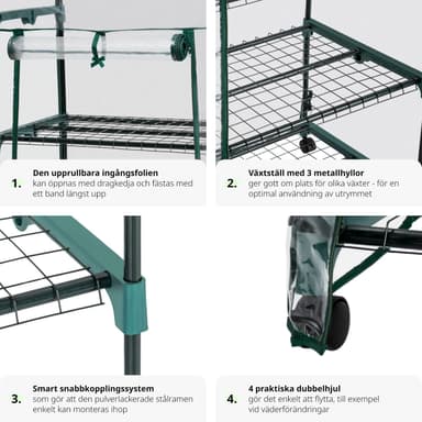 tectake Mobilt växthus med 3 hyllplan 69x49x133cm - transparent