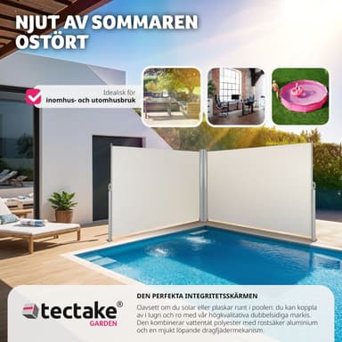 tectake Sidomarkis dubbel i Aluminium - 180 x 600 cm, beige