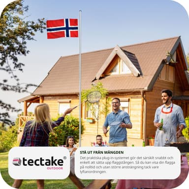 tectake Flaggstång i aluminium - Norge
