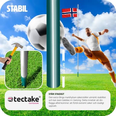 tectake Flaggstång i aluminium - Norge