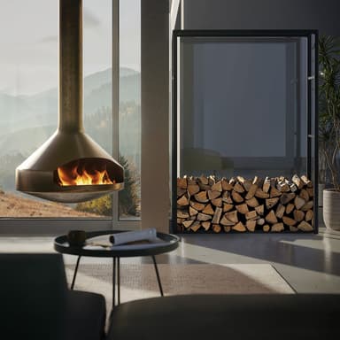 tectake Vedställ Tuby, för inne- & utomhus, 100,5x25x150cm - svart