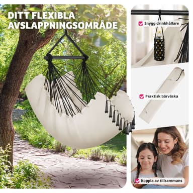 tectake Hängstol Malika, Boho-stil, kapacitet på 150kg - beige