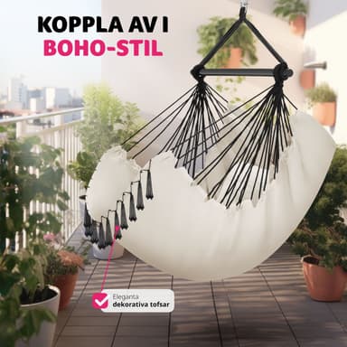 tectake Hängstol Malika, Boho-stil, kapacitet på 150kg - beige