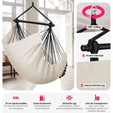 tectake Hängstol Malika, Boho-stil, kapacitet på 150kg - beige