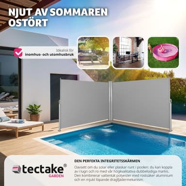 tectake Sidomarkis dubbel i Aluminium - 180 x 600 cm, grå