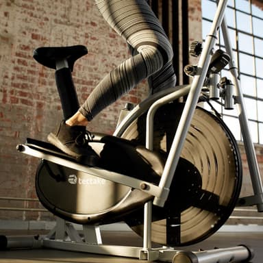 tectake 2 i 1 crosstrainer och motionscykel med LCD display - svart