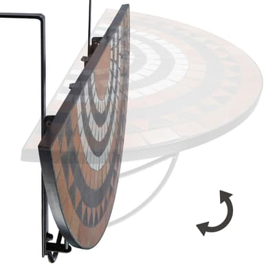 tectake Hängande balkongbord med vikbart mosaikmönster 75x65x62cm - terrakotta/vit