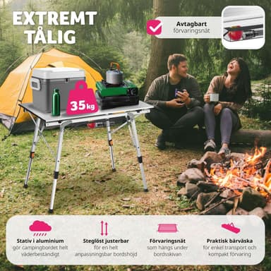 tectake Campingbord Tina i aluminium , hopfällbart, höj- och sänkbart - silver