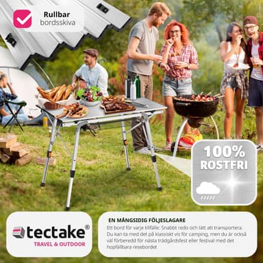 tectake Campingbord Tina i aluminium , hopfällbart, höj- och sänkbart - silver