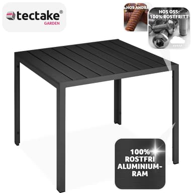 tectake Trädgårdsbord i aluminium Maren höjdjusterbara fötter 90x90x74,5cm - svart