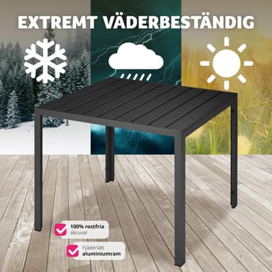 tectake Trädgårdsbord i aluminium Maren höjdjusterbara fötter 90x90x74,5cm - svart