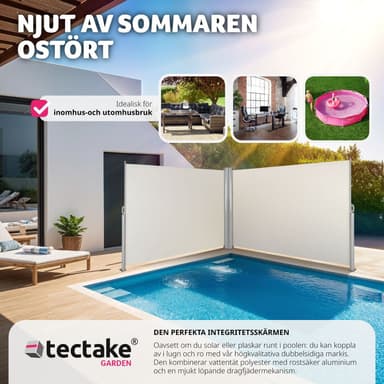 tectake Sidomarkis dubbel i Aluminium - 200 x 600 cm, beige