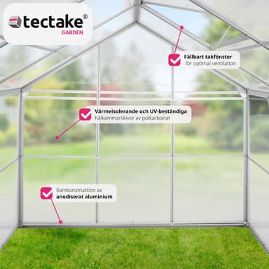 tectake Aluminiumväxthus utan fundament - 190 x 185 x 195 cm