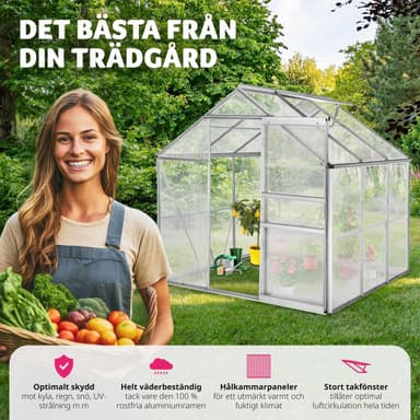 tectake Aluminiumväxthus utan fundament - 190 x 185 x 195 cm