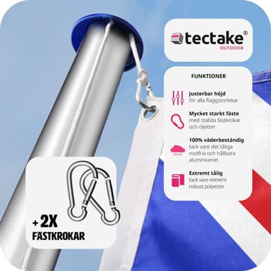tectake Flaggstång i aluminium - UK