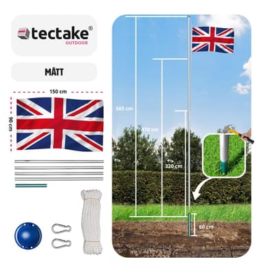 tectake Flaggstång i aluminium - UK