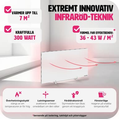 tectake Infravärmare med termostat och tippskydd - 300 W