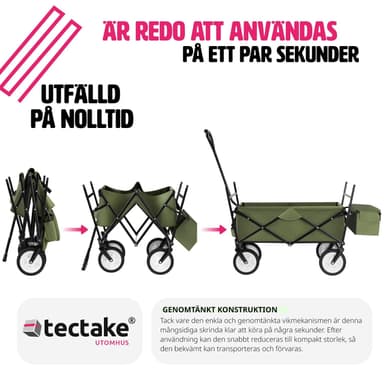 tectake Hopfällbar skrinda med bärväska, lastkapacitet 80kg - grön