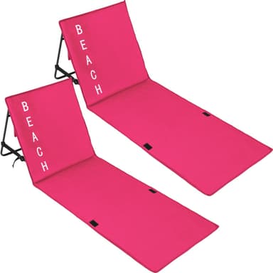 tectake 2 strandmattor med ryggstöd - pink