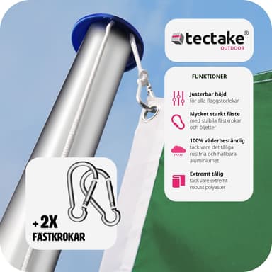 tectake Flaggstång i aluminium - Italien