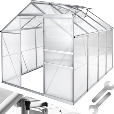 tectake Aluminiumväxthus utan fundament - 250 x 185 x 195 cm