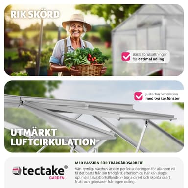 tectake Aluminiumväxthus utan fundament - 250 x 185 x 195 cm