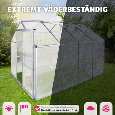 tectake Aluminiumväxthus utan fundament - 250 x 185 x 195 cm
