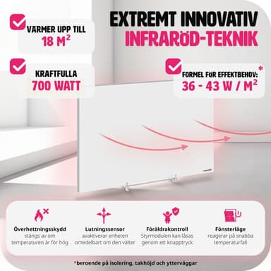 tectake Infravärmare med termostat och tippskydd - 700 W