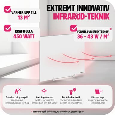 tectake Infravärmare med termostat och tippskydd - 450 W