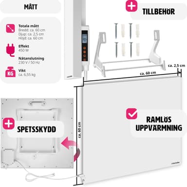 tectake Infravärmare med termostat och tippskydd - 450 W