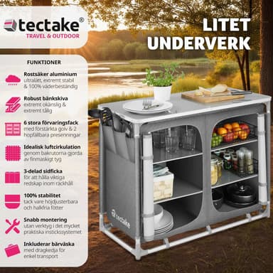 tectake Campingkök Deluxe med 6 fack - grå