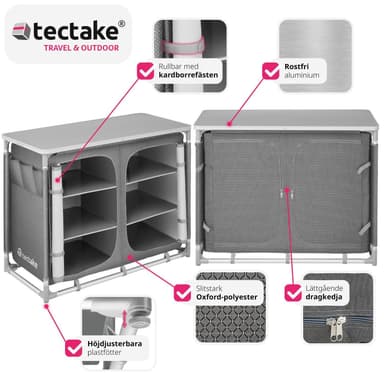 tectake Campingkök Deluxe med 6 fack - grå