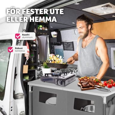 tectake Campingkök Deluxe med 6 fack - grå