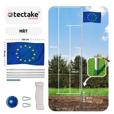 tectake Flaggstång i aluminium - Europa