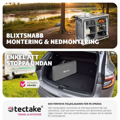 tectake Campingkök Deluxe med 6 fack - grå