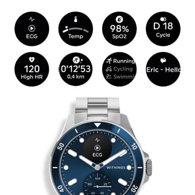 Withings ScanWatch Nova hybridklocka 42 mm (blå)