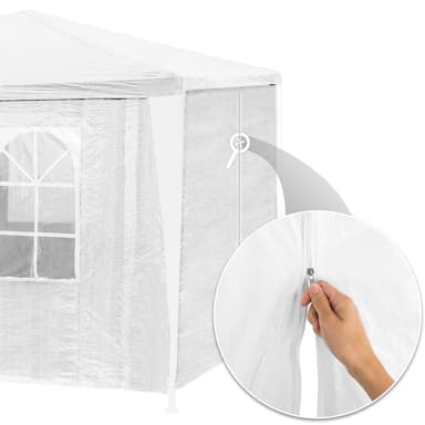 tectake Partytält 9x3m med 8 sidodelar - vit