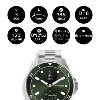 Withings ScanWatch Nova hybridklocka 42 mm (grön)