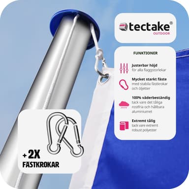 tectake Flaggstång i aluminium - Sverige