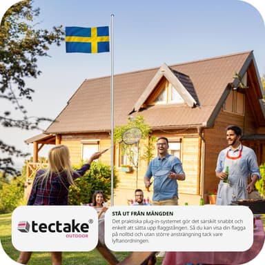 tectake Flaggstång i aluminium - Sverige