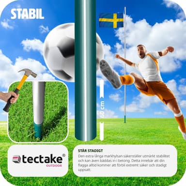 tectake Flaggstång i aluminium - Sverige