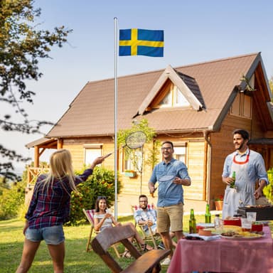 tectake Flaggstång i aluminium - Sverige