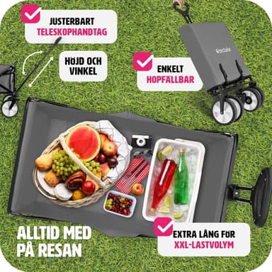 tectake Hopfällbar skrinda Leon med bromsar, lastkapacitet 80kg - grå