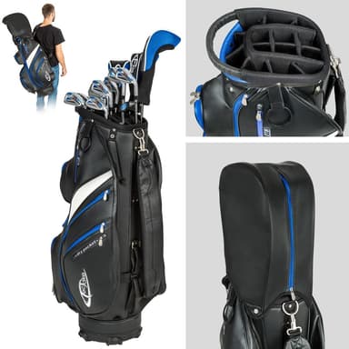 tectake Golfset inkl. Golfbag med 13 golfklubbor - blå
