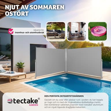 tectake Sidomarkis dubbel i Aluminium - 160 x 600 cm, grå