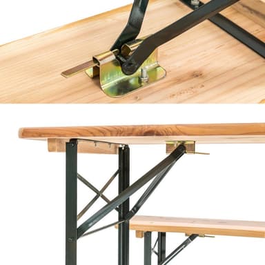 tectake Bord- och bänkset, fällbart, 1 bord + 2 bänkar - brun