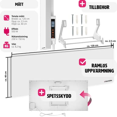 tectake Infravärmare med termostat och tippskydd - 550 W